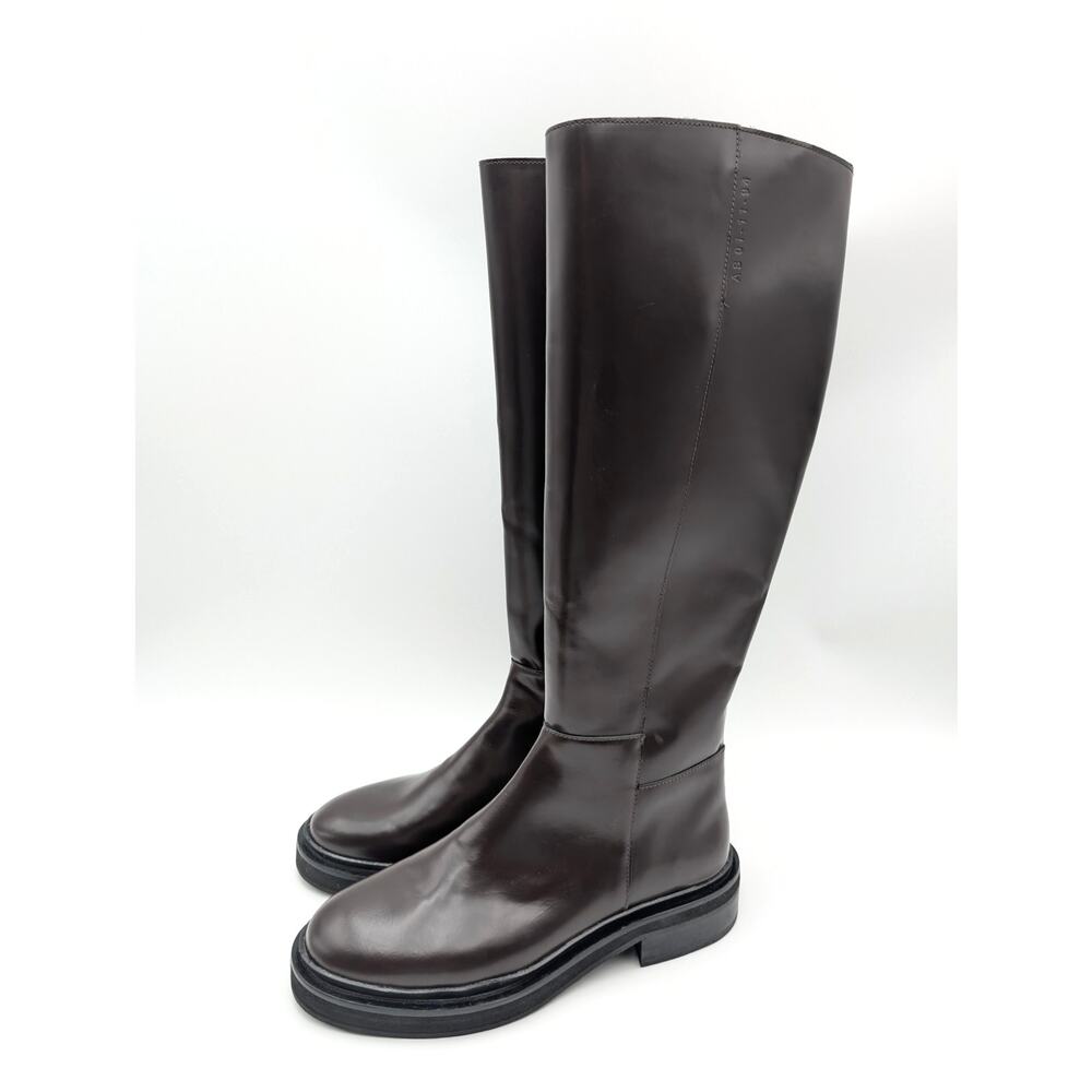 Allsaints Milo Leather Knee High Boots Women's Bordeaux Red Size US9 EU39